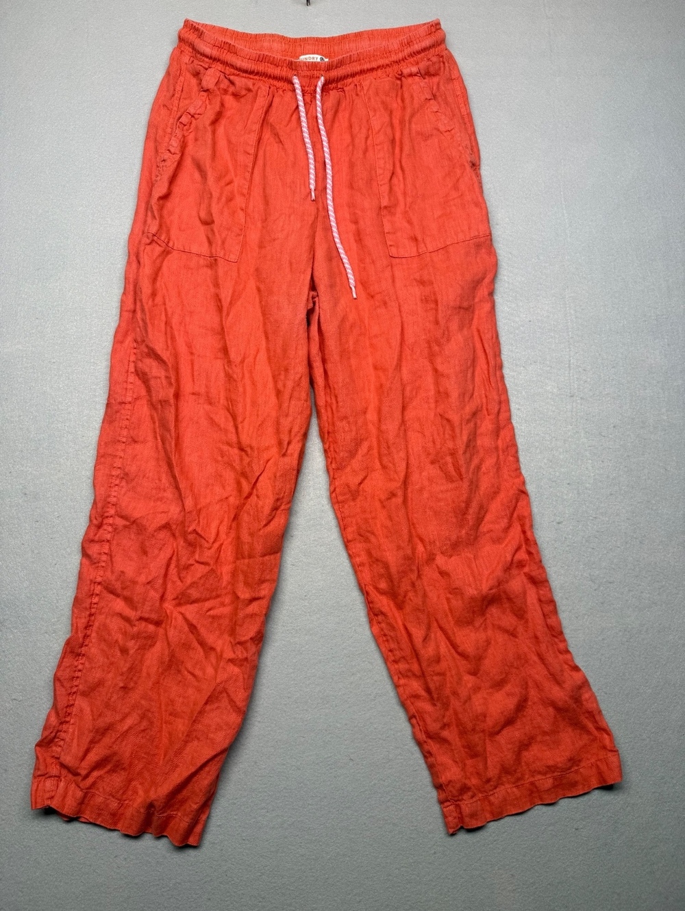 Sundry 100% Linen Drawstring Pants Women Size 2 M Orange